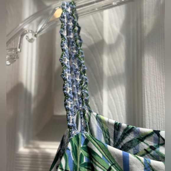 Red Carter Anthropologie Flowy Ruffle Tiered beach coverup dress, palm tree - Picture 8 of 12